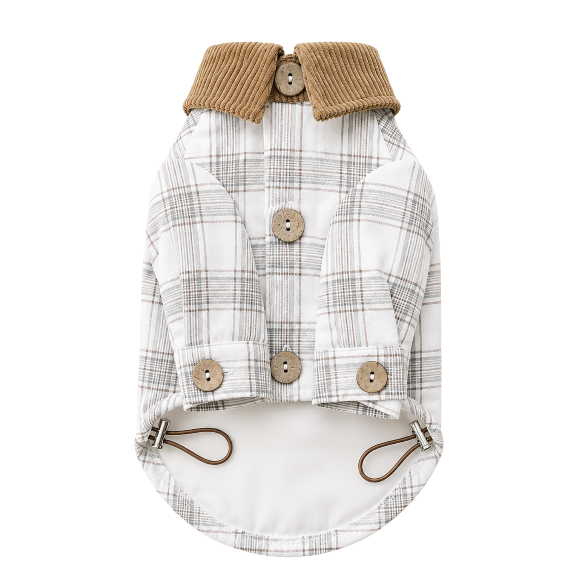 Plaid Button-Up Trench Coat - White