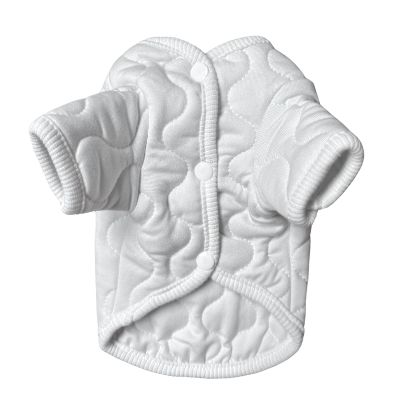Quilted Button-Up Coat - White