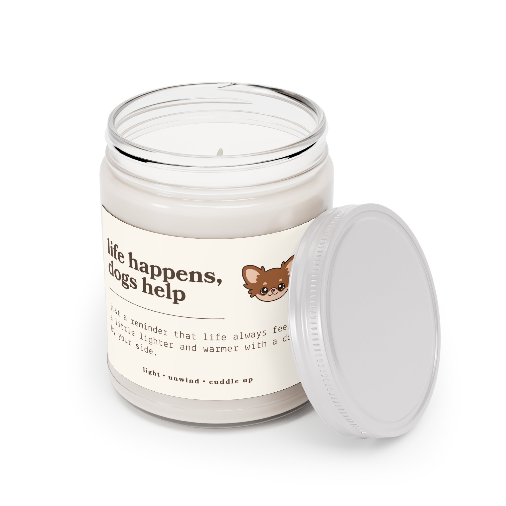 Dog Lover Soy Candle — "Life happens, dogs help"