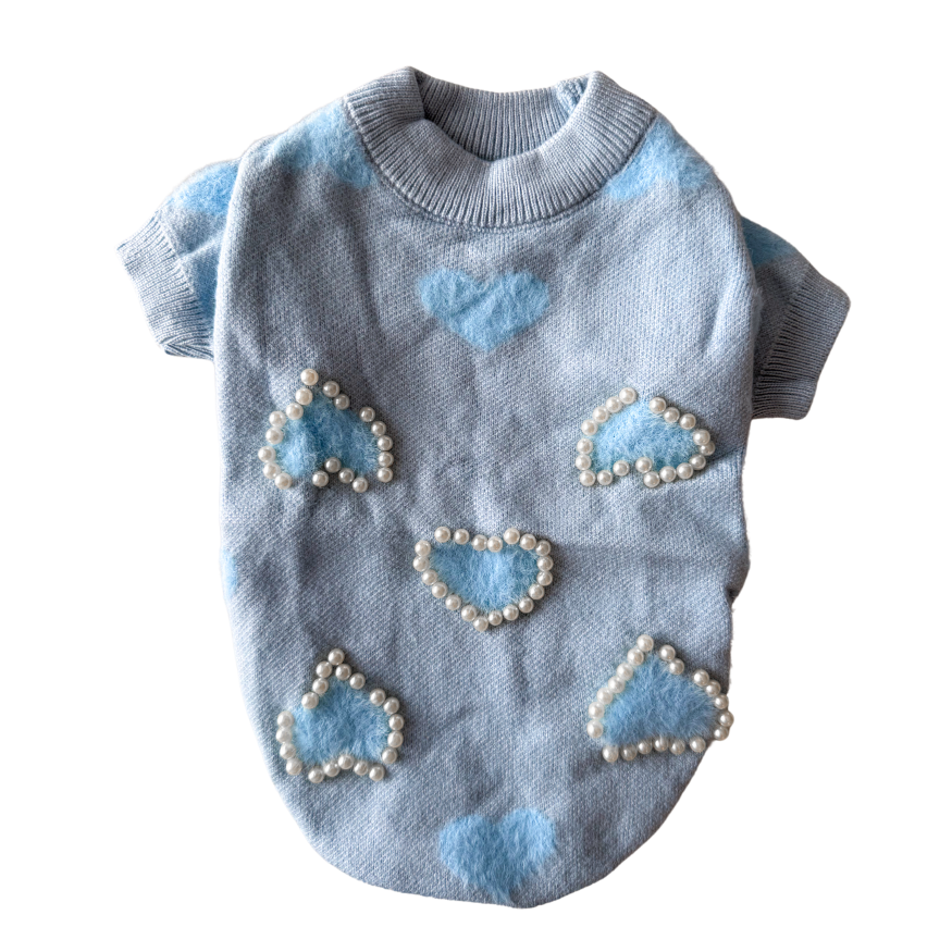 Pearly Hearts Knit - Blue