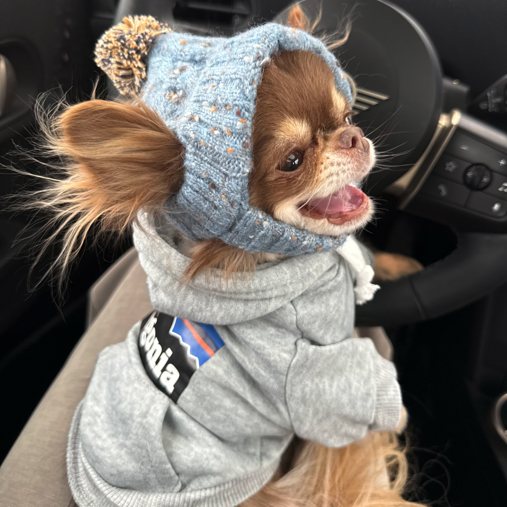 Ensemble bonnet et écharpe tricot - Bleu