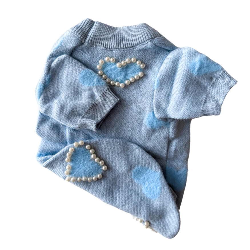 Pearly Hearts Knit - Blue