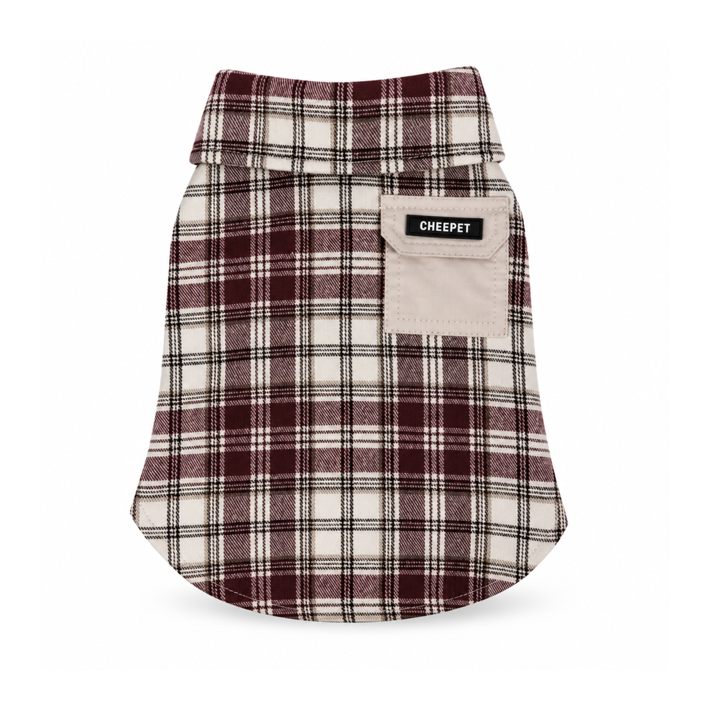 Plaid Button-Up Shirt Jacket - Burgundy