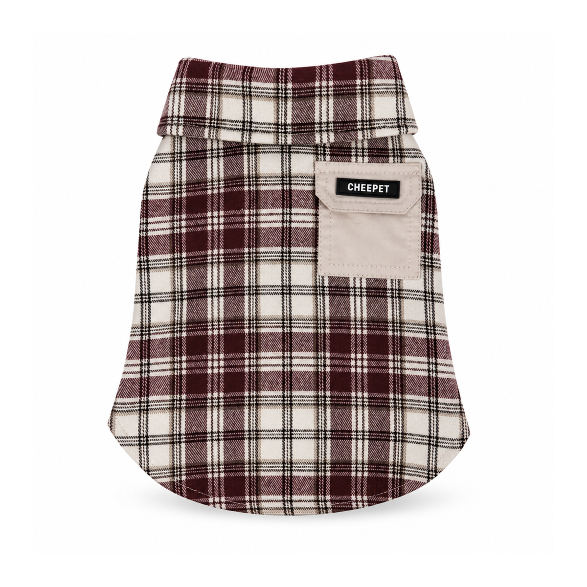 Plaid Button-Up Shirt Jacket - Burgundy