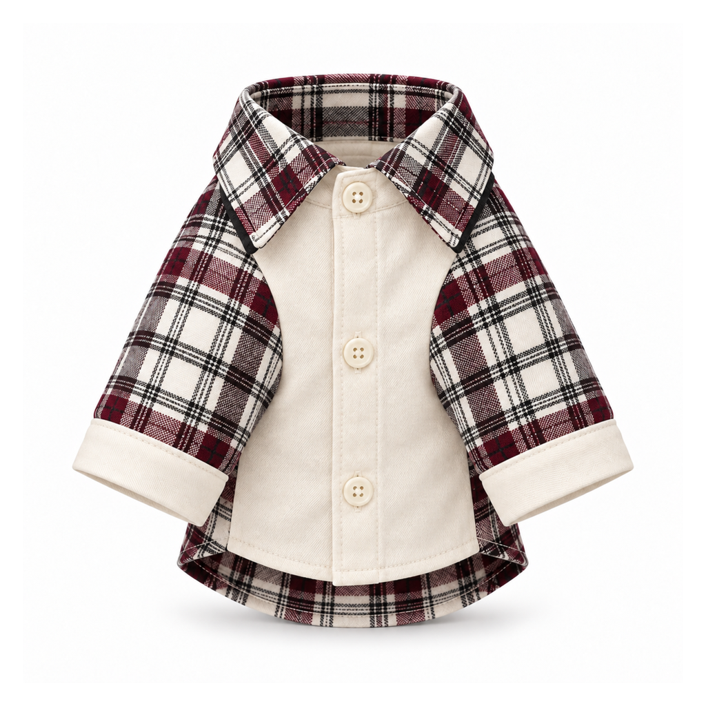 Plaid Button-Up Shirt Jacket - Burgundy