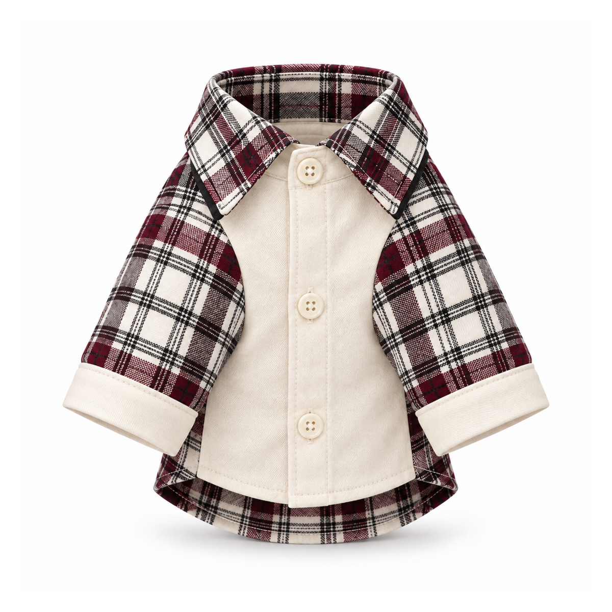 Plaid Button-Up Shirt Jacket - Burgundy