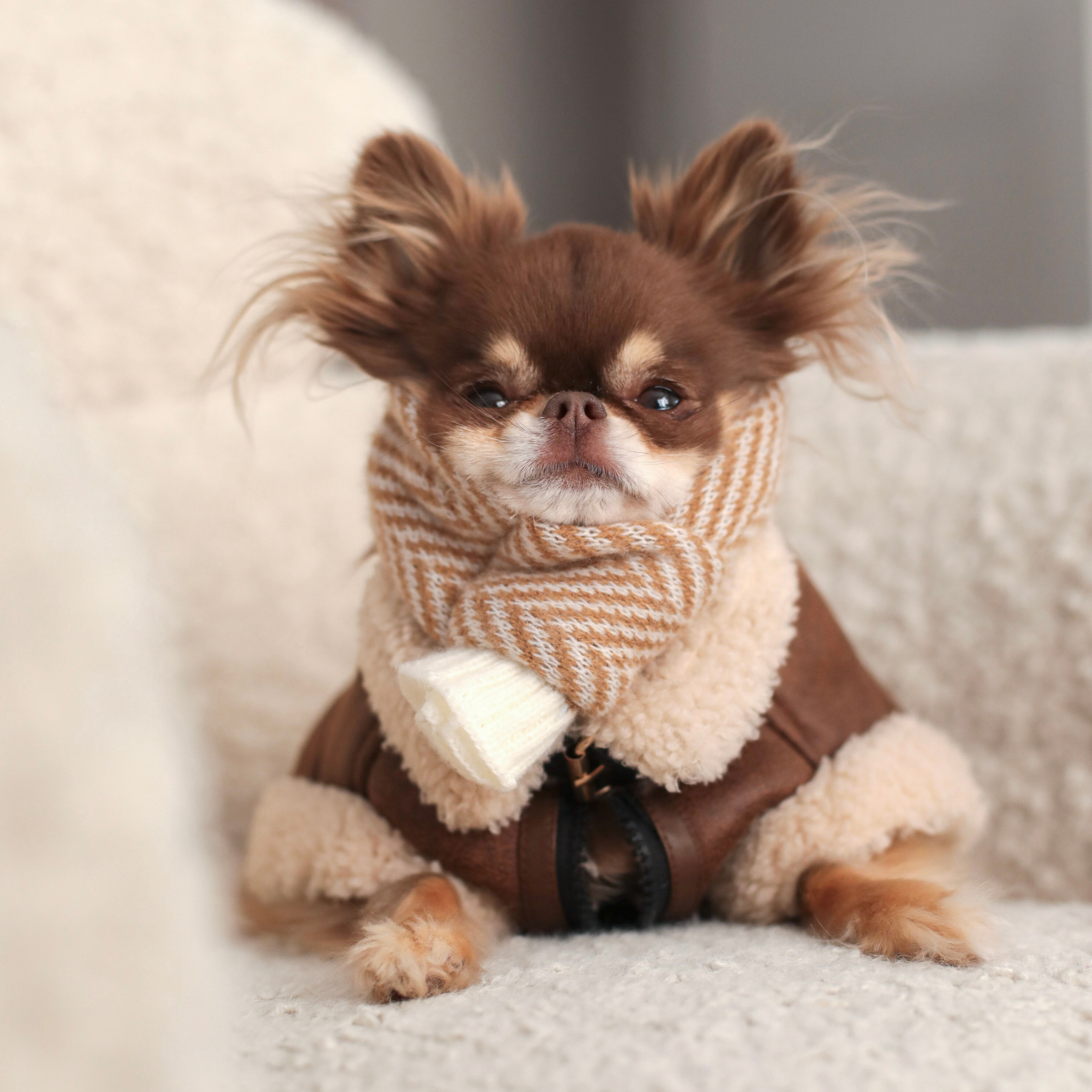 Zig Zag Beige Scarf