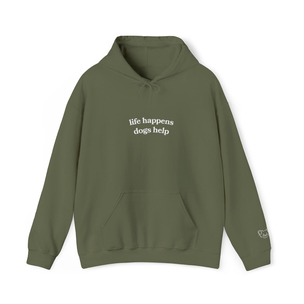 Hoodie “Life happens, dogs help” - Unisexe