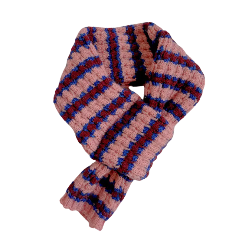 Foulard rayée rose et bleu marin