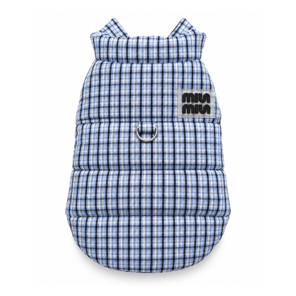 Manteau matelassé à carreaux – Bleu