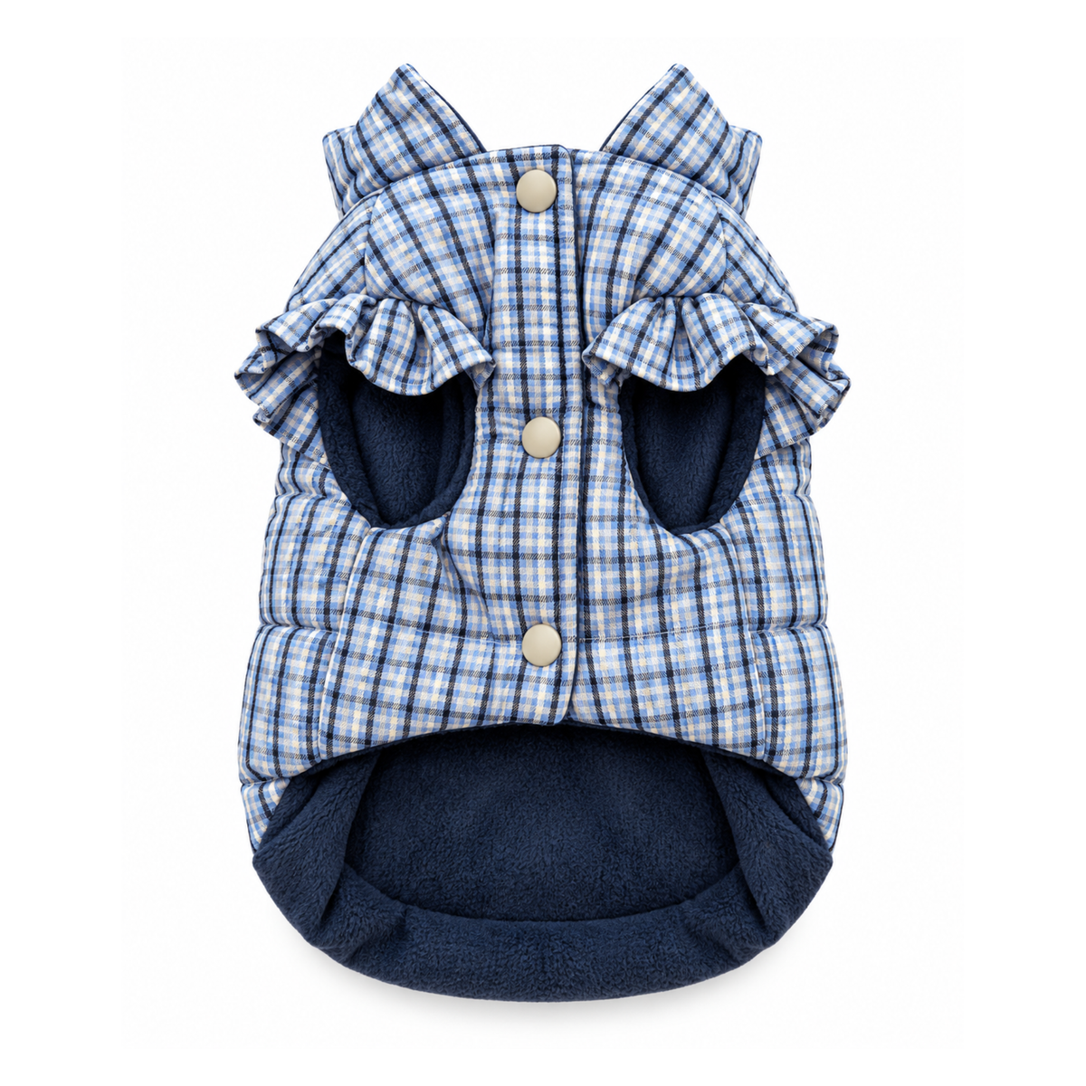Manteau matelassé à carreaux – Bleu