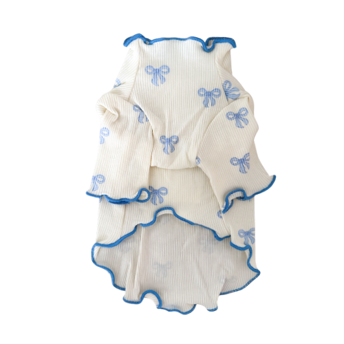 Haut bleu à motif de boucles