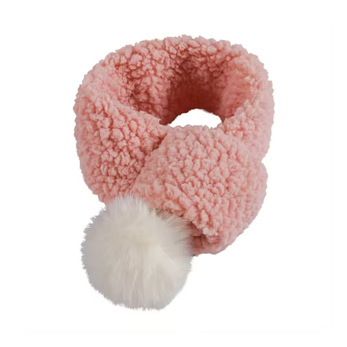 Fuzzy Pom Scarf - Pink