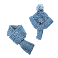 Ensemble bonnet et écharpe tricot - Bleu