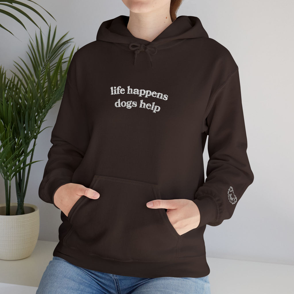 Hoodie “Life happens, dogs help” - Unisexe