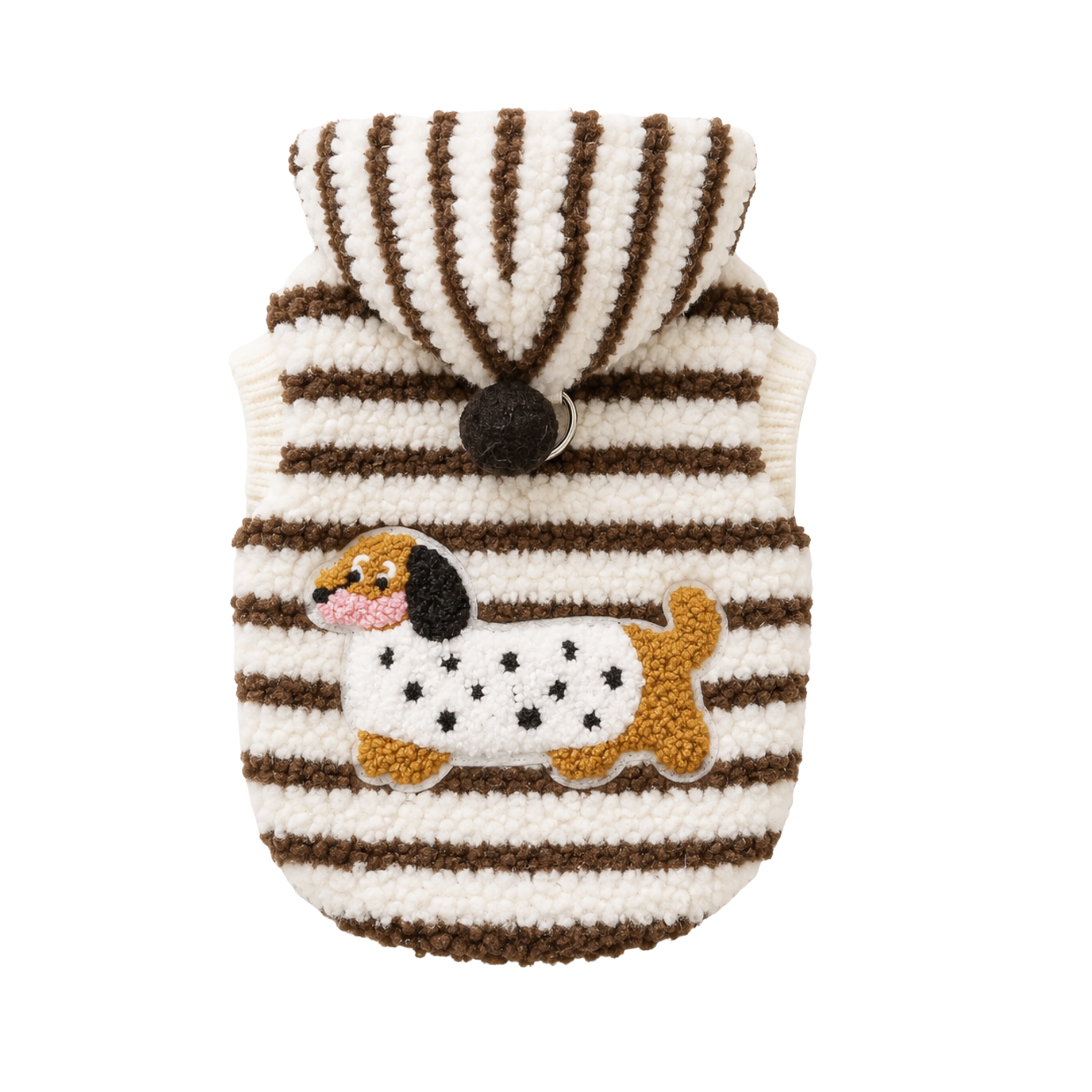 Striped Fuzzy Hooded Pet Jacket