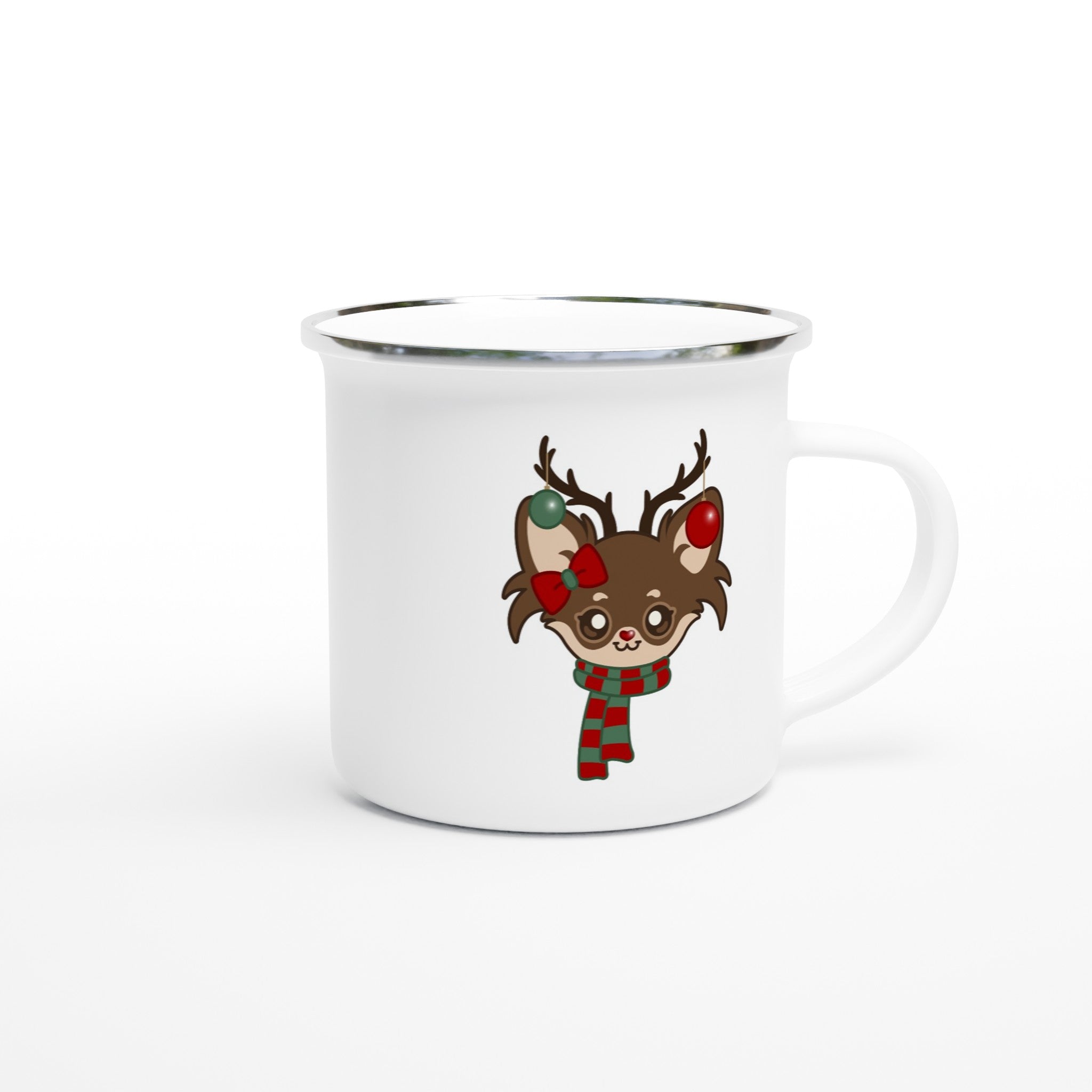 3.9” H Holiday Design Enamel Mug